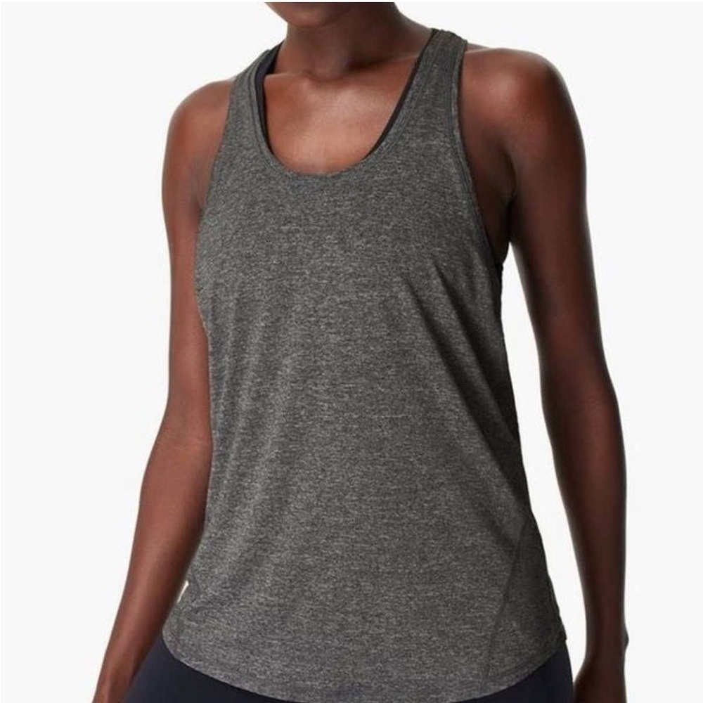 Sweaty Betty Tank Top Workout Athletic Running Yoga Grey Heather Racerback - Picture 1 of 4